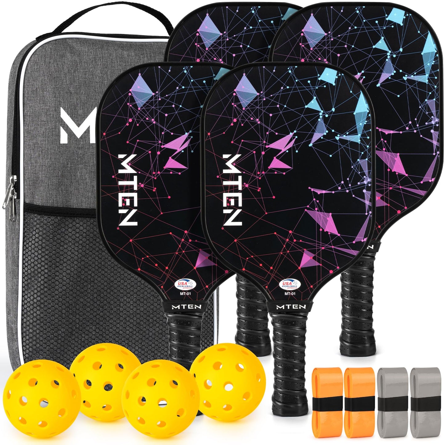 Pickleball Paddles, USAPA Approved Fiberglass Surface Pickleball Set with Pickleball Rackets, Pickleball Paddles Set for Men Women